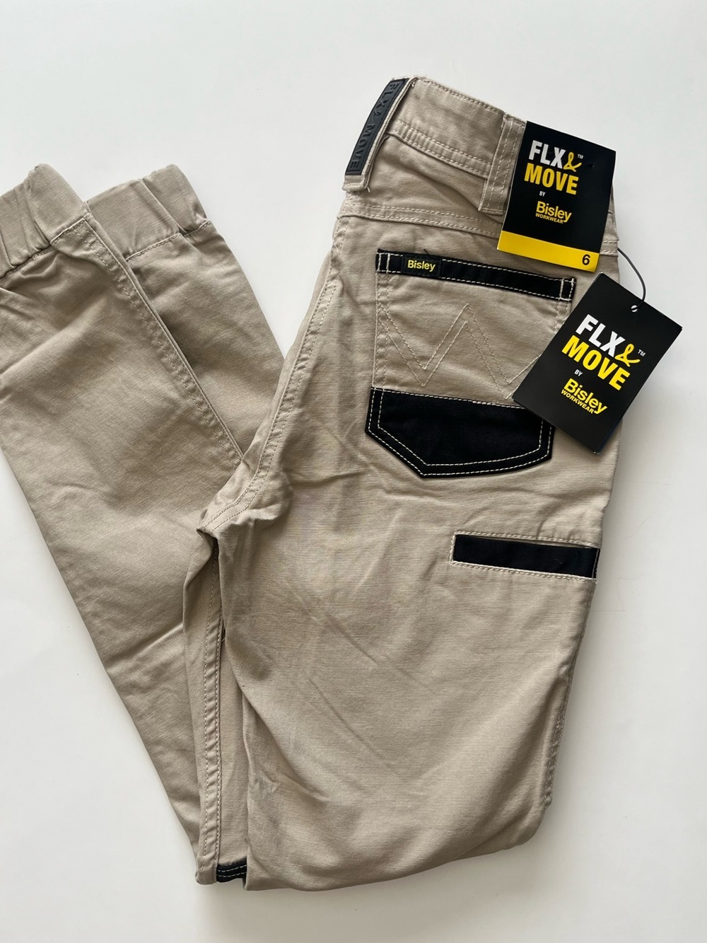 Bisley workwear stretch and move shield panel pants NEW AU 6 US 2 stone